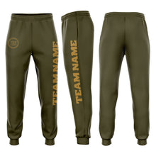 Load image into Gallery viewer, Custom Olive Old Gold Fleece Salute To Service Jogger Sweatpants
