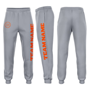 Custom Gray Orange Fleece Jogger Sweatpants