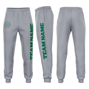 Custom Gray Kelly Green Fleece Jogger Sweatpants