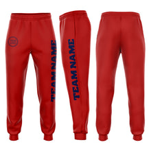 Load image into Gallery viewer, Custom Red Navy Fleece Jogger Sweatpants
