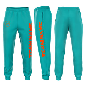 Custom Aqua Orange Fleece Jogger Sweatpants