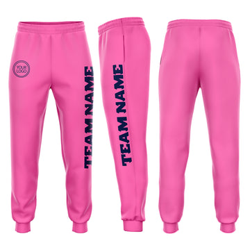 Custom Pink Navy Fleece Jogger Sweatpants