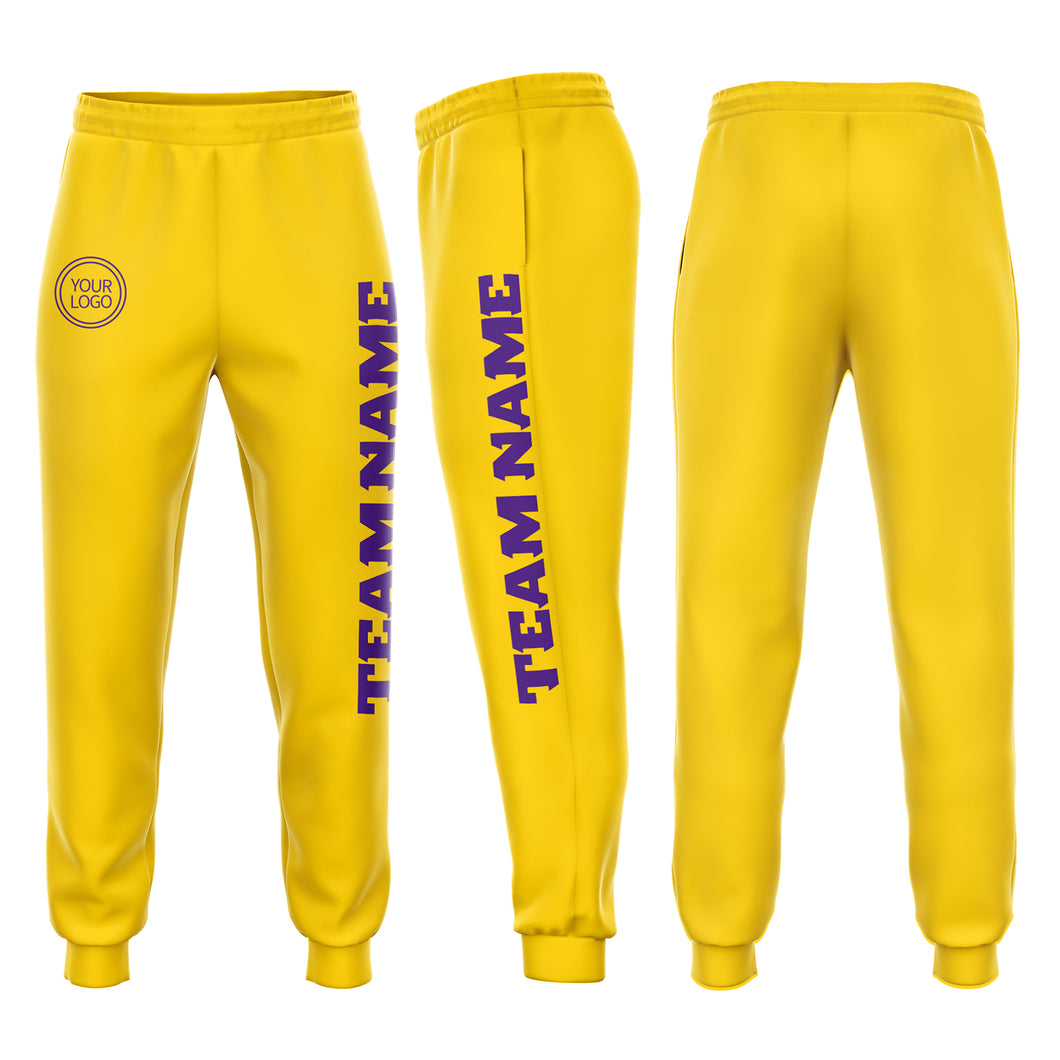 Custom Gold Purple Fleece Jogger Sweatpants