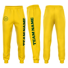 Load image into Gallery viewer, Custom Gold Green Fleece Jogger Sweatpants
