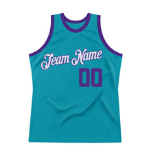 Load image into Gallery viewer, Custom Teal Purple-White Authentic Throwback Basketball Jersey
