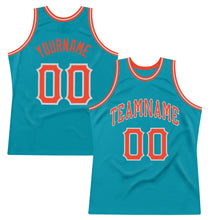 Load image into Gallery viewer, Custom Teal Orange-Gray Authentic Throwback Basketball Jersey
