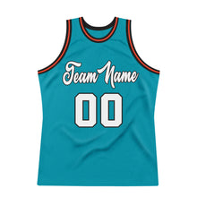 Load image into Gallery viewer, Custom Teal White-Orange Authentic Throwback Basketball Jersey
