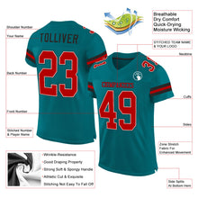 Load image into Gallery viewer, Custom Teal Red-Black Mesh Authentic Football Jersey
