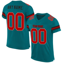 Load image into Gallery viewer, Custom Teal Red-Black Mesh Authentic Football Jersey
