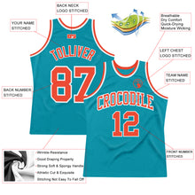 Laden Sie das Bild in den Galerie-Viewer, Custom Teal Orange-White Authentic Throwback Basketball Jersey
