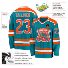 Load image into Gallery viewer, Custom Teal Orange-White Hockey Jersey
