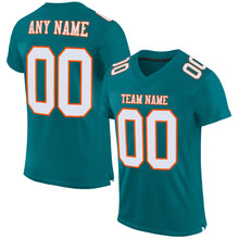 Load image into Gallery viewer, Custom Teal White-Orange Mesh Authentic Football Jersey
