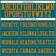 Load image into Gallery viewer, Custom Teal Bay Orange Mesh Authentic Football Jersey
