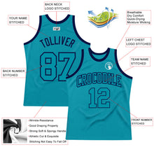 Загрузить изображение в средство просмотра галереи, Custom Teal Teal-Navy Authentic Throwback Basketball Jersey
