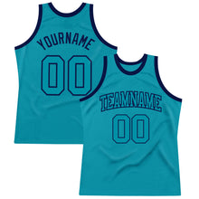 Загрузить изображение в средство просмотра галереи, Custom Teal Teal-Navy Authentic Throwback Basketball Jersey

