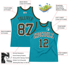 Загрузить изображение в средство просмотра галереи, Custom Teal Olive-White Authentic Throwback Basketball Jersey
