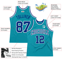 Load image into Gallery viewer, Custom Teal Royal-White Authentic Throwback Basketball Jersey
