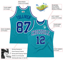 Загрузить изображение в средство просмотра галереи, Custom Teal Royal-White Authentic Throwback Basketball Jersey
