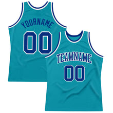 Загрузить изображение в средство просмотра галереи, Custom Teal Royal-White Authentic Throwback Basketball Jersey
