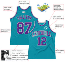 Laden Sie das Bild in den Galerie-Viewer, Custom Teal Purple-Gray Authentic Throwback Basketball Jersey
