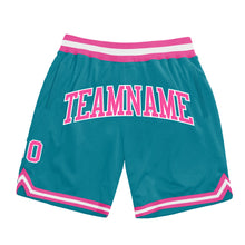 Laden Sie das Bild in den Galerie-Viewer, Custom Teal Pink-White Authentic Throwback Basketball Shorts
