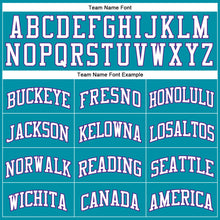 Загрузить изображение в средство просмотра галереи, Custom Teal White-Purple Authentic Throwback Basketball Jersey
