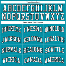 Laden Sie das Bild in den Galerie-Viewer, Custom Teal White-Black Authentic Throwback Basketball Jersey
