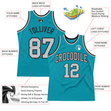 Load image into Gallery viewer, Custom Teal Gray-Black Authentic Throwback Basketball Jersey
