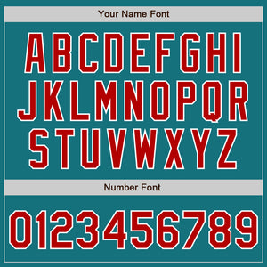 Custom Teal Red-White Authentic Baseball Jersey
