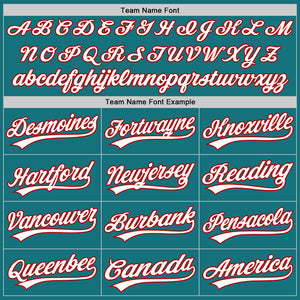Custom Teal White-Red Authentic Baseball Jersey
