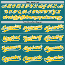 Load image into Gallery viewer, Custom Teal Gold-White Authentic Baseball Jersey
