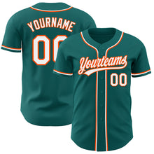 Load image into Gallery viewer, Custom Teal White-Orange Authentic Baseball Jersey
