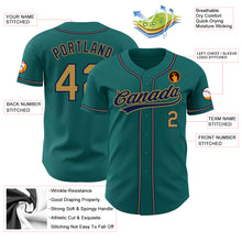 Загрузить изображение в средство просмотра галереи, Custom Teal Old Gold-Navy Authentic Baseball Jersey
