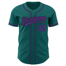 Laden Sie das Bild in den Galerie-Viewer, Custom Teal Purple-Black Authentic Baseball Jersey
