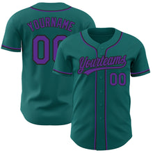 Laden Sie das Bild in den Galerie-Viewer, Custom Teal Purple-Black Authentic Baseball Jersey
