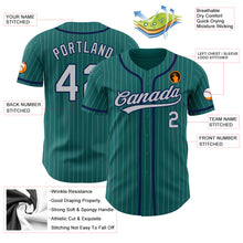 Load image into Gallery viewer, Custom Teal Gray Pinstripe Gray-Navy Authentic Baseball Jersey
