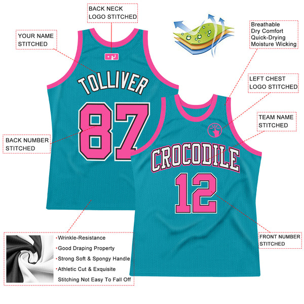 Custom Basketball Jersey Pink Teal Stitched