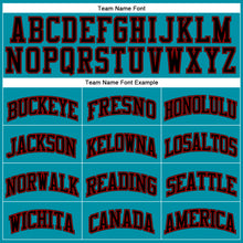 Load image into Gallery viewer, Custom Teal Black-Red Authentic Throwback Basketball Jersey
