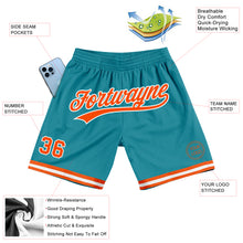 Laden Sie das Bild in den Galerie-Viewer, Custom Teal Orange-White Authentic Throwback Basketball Shorts
