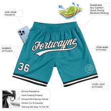 Laden Sie das Bild in den Galerie-Viewer, Custom Teal White-Black Authentic Throwback Basketball Shorts
