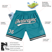 Load image into Gallery viewer, Custom Teal White-Black Authentic Throwback Basketball Shorts
