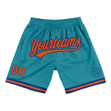 Laden Sie das Bild in den Galerie-Viewer, Custom Teal Orange-Royal Authentic Throwback Basketball Shorts
