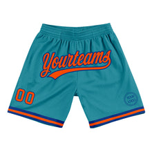 Load image into Gallery viewer, Custom Teal Orange-Royal Authentic Throwback Basketball Shorts
