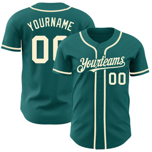 Custom Teal Cream Authentic Baseball Jersey