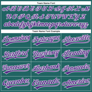 Custom Teal White Pinstripe Purple Authentic Baseball Jersey