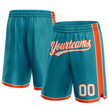Load image into Gallery viewer, Custom Teal White-Orange Authentic Basketball Shorts
