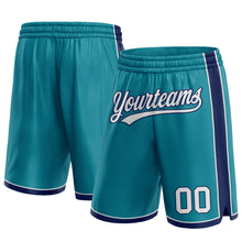 Load image into Gallery viewer, Custom Teal White-Navy Authentic Basketball Shorts
