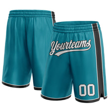 Laden Sie das Bild in den Galerie-Viewer, Custom Teal White-Black Authentic Basketball Shorts
