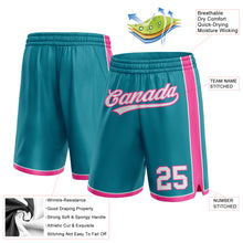 Laden Sie das Bild in den Galerie-Viewer, Custom Teal White-Pink Authentic Basketball Shorts
