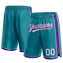 Load image into Gallery viewer, Custom Teal White-Purple Authentic Basketball Shorts
